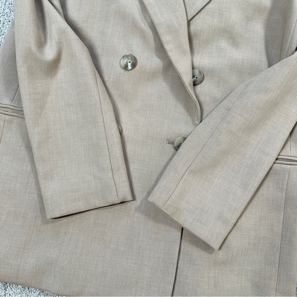 Maeve by Anthropologie Double Breasted Blazer Jacket Minimalist in Beige Size 2 - Picture 10 of 14